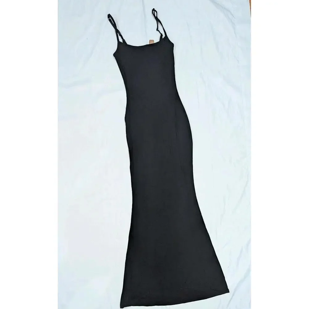 NWT SKIMS Soft Lounge Long Slip Dress Black Onyx Size L - Picture 2 of 6